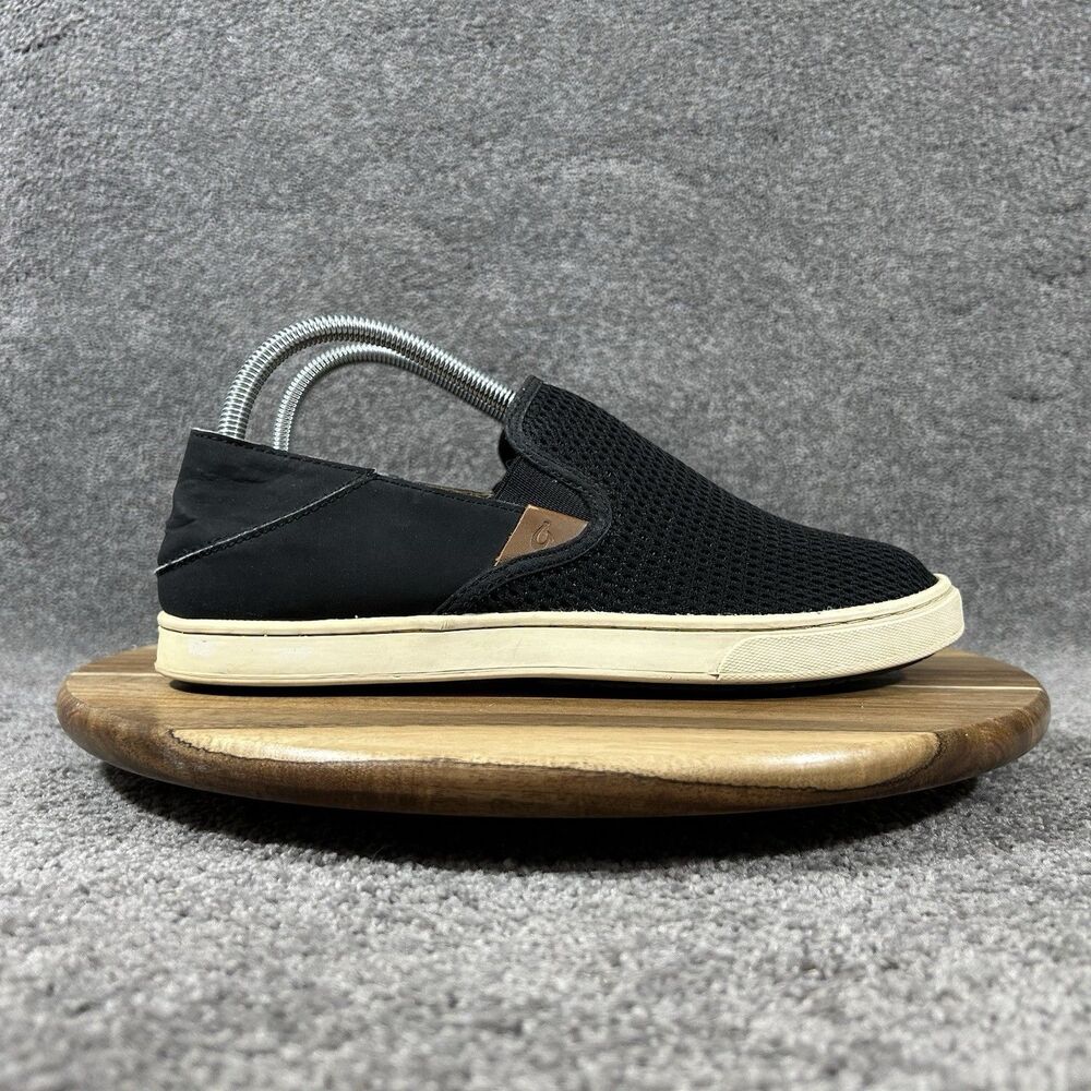 Olukai Pehuea Women’s Size 9 Black Mesh Textile Slip On Convertible Shoes Used